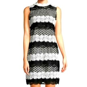 Black White Lace Stripe Dress Size 4